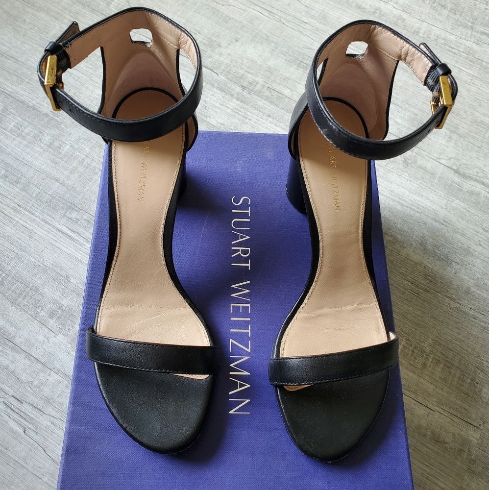 Like NEW - Stuart Weitzman Black Sandal Heels - Size 8.5